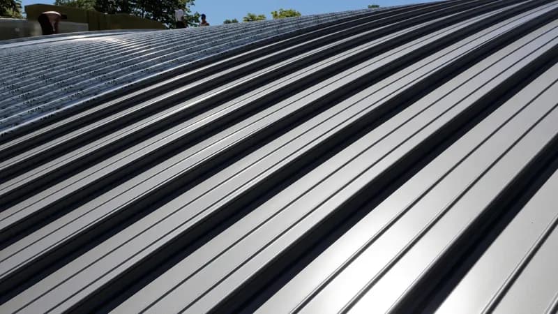 Close-up of standing seam metal roof panel detail — Rhino Roofing and Exteriors Utah County